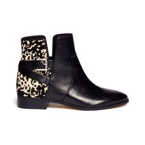 Michael Kors leather calf hair black cow boots